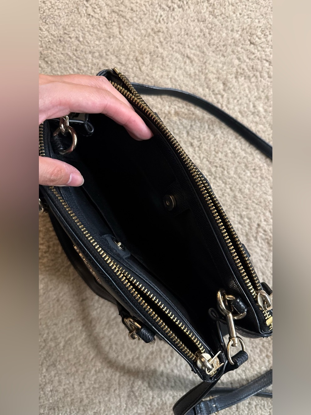 Coach Black Pebbled Leather Shoulder Bag with Gold Hardware - Picture 9 of 14